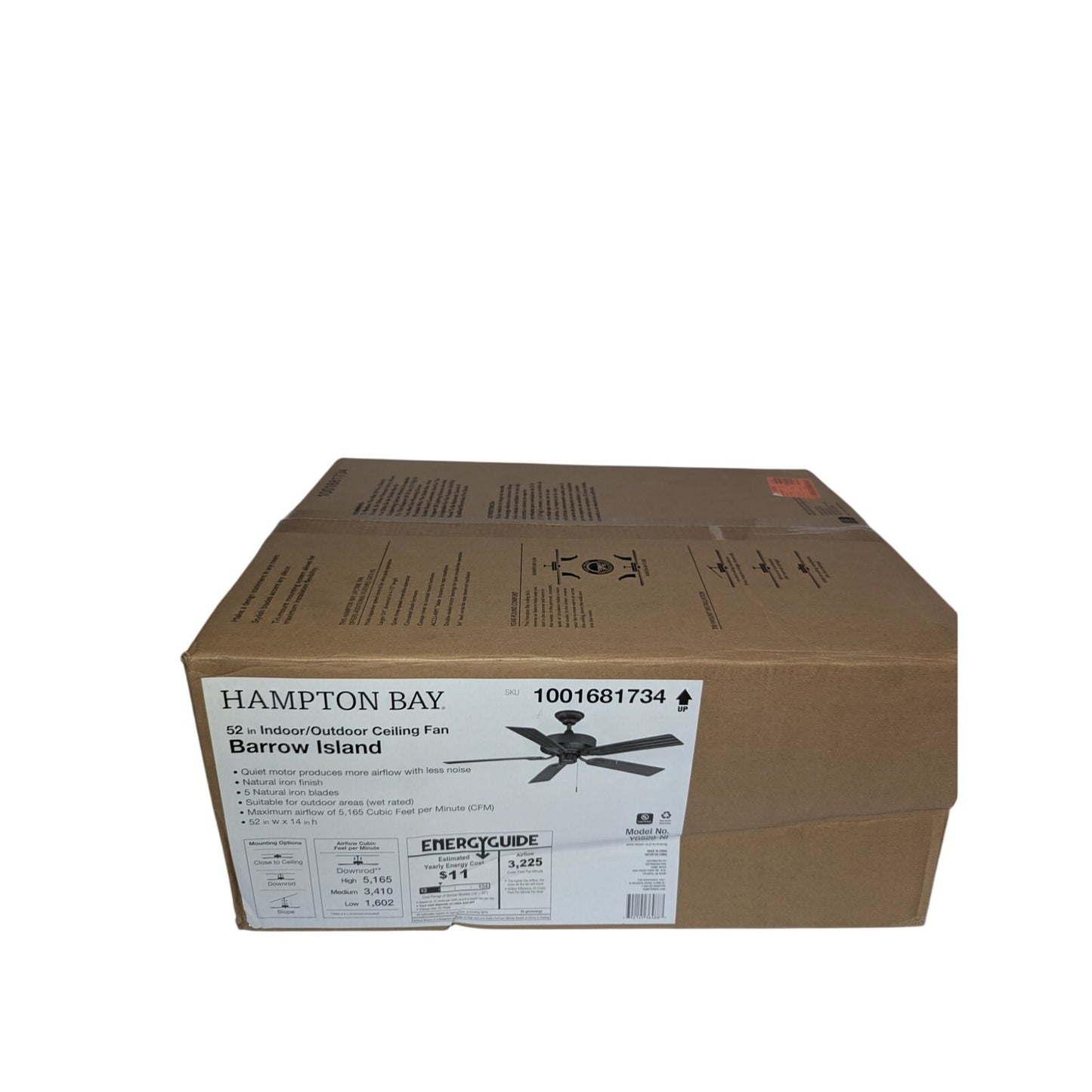 Hampton Bay 52 in Indoor Outdoor Ceiling Fan Barrow Island Black