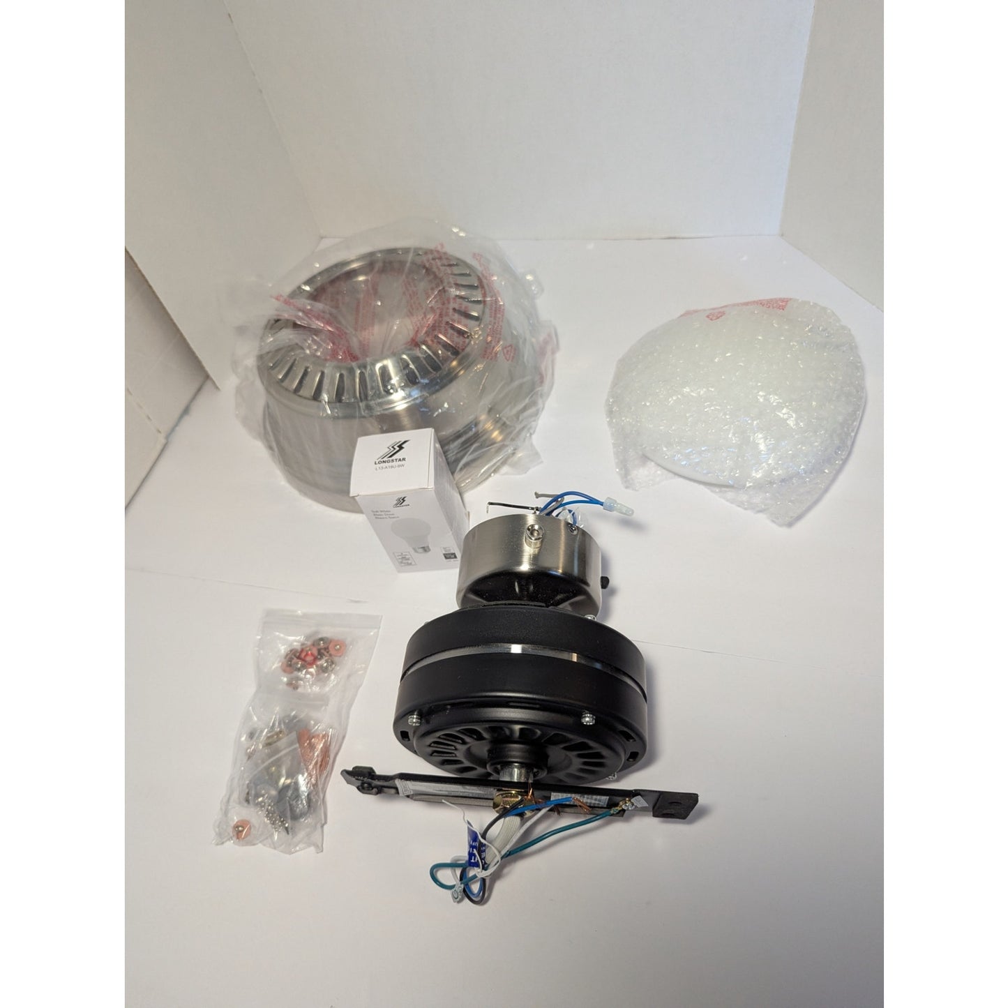 Hugger 52 in Indoor LED Ceiling Fan Brushed Nickel Frosted Opal
