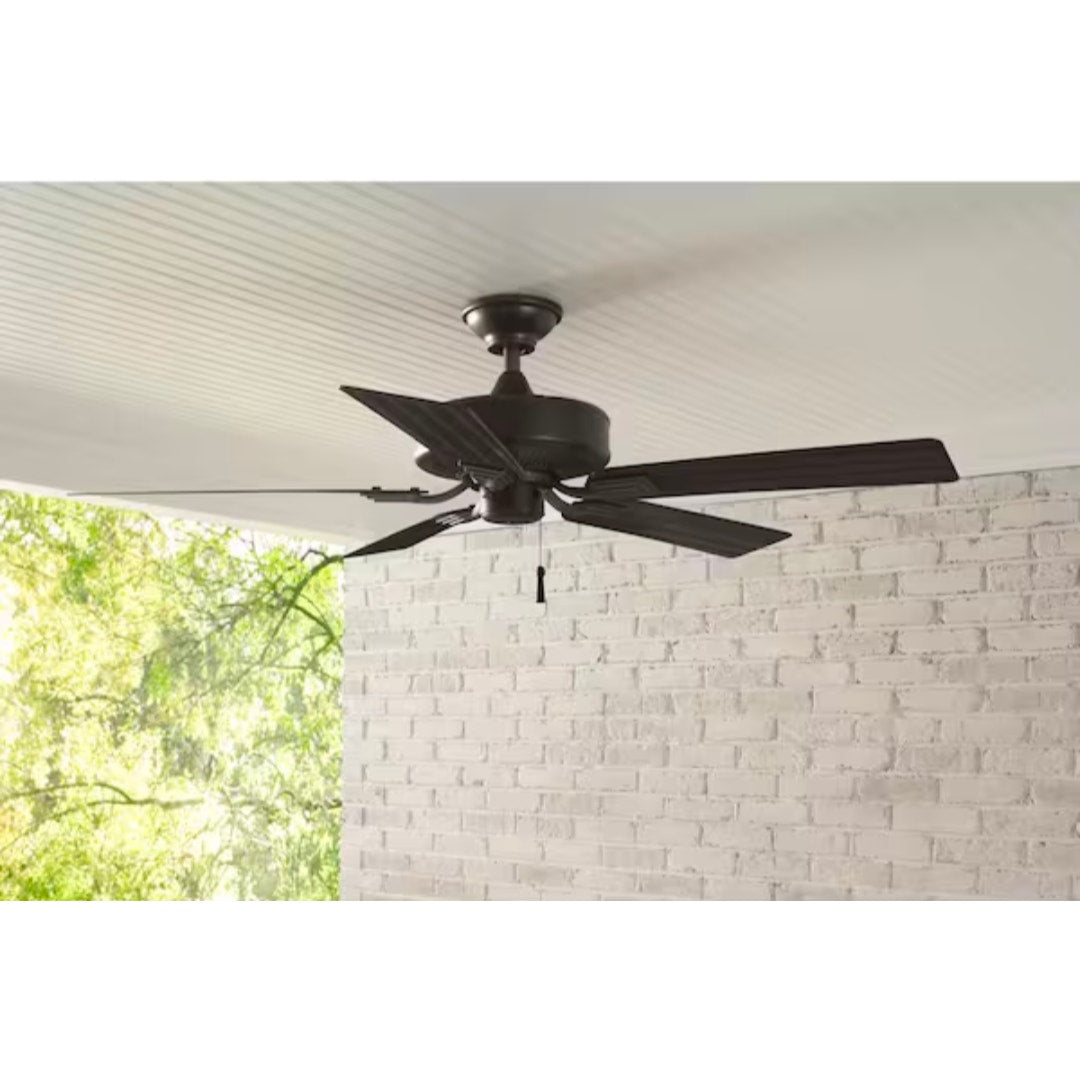 Hampton Bay 52 in Indoor Outdoor Ceiling Fan Barrow Island Black