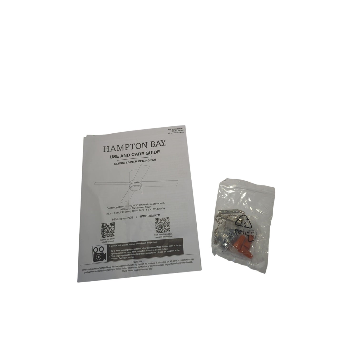 Hampton Bay 52 in Indoor Ceiling Fan Scenic Brushed Nickle Finish