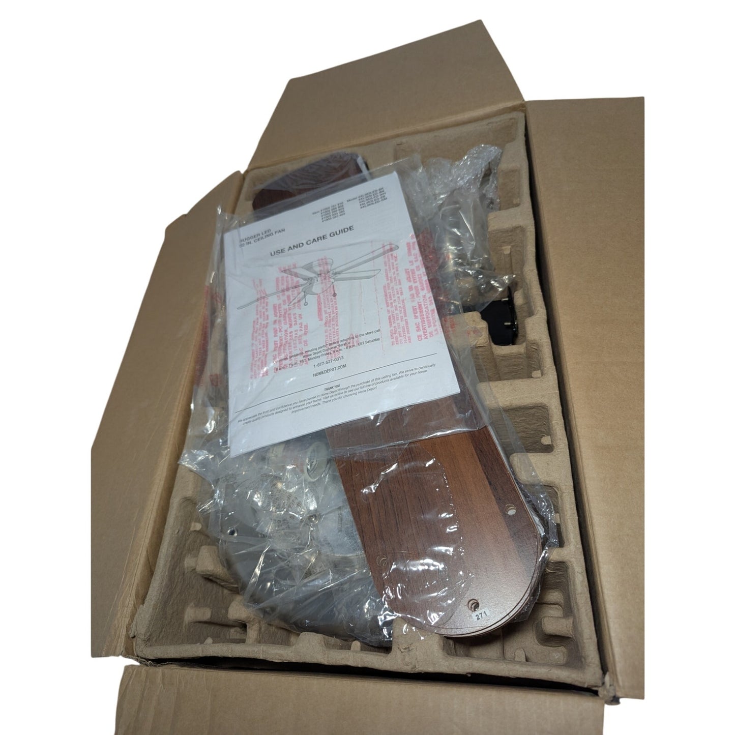 Hugger 52 in Indoor LED Ceiling Fan Brushed Nickel Frosted Opal