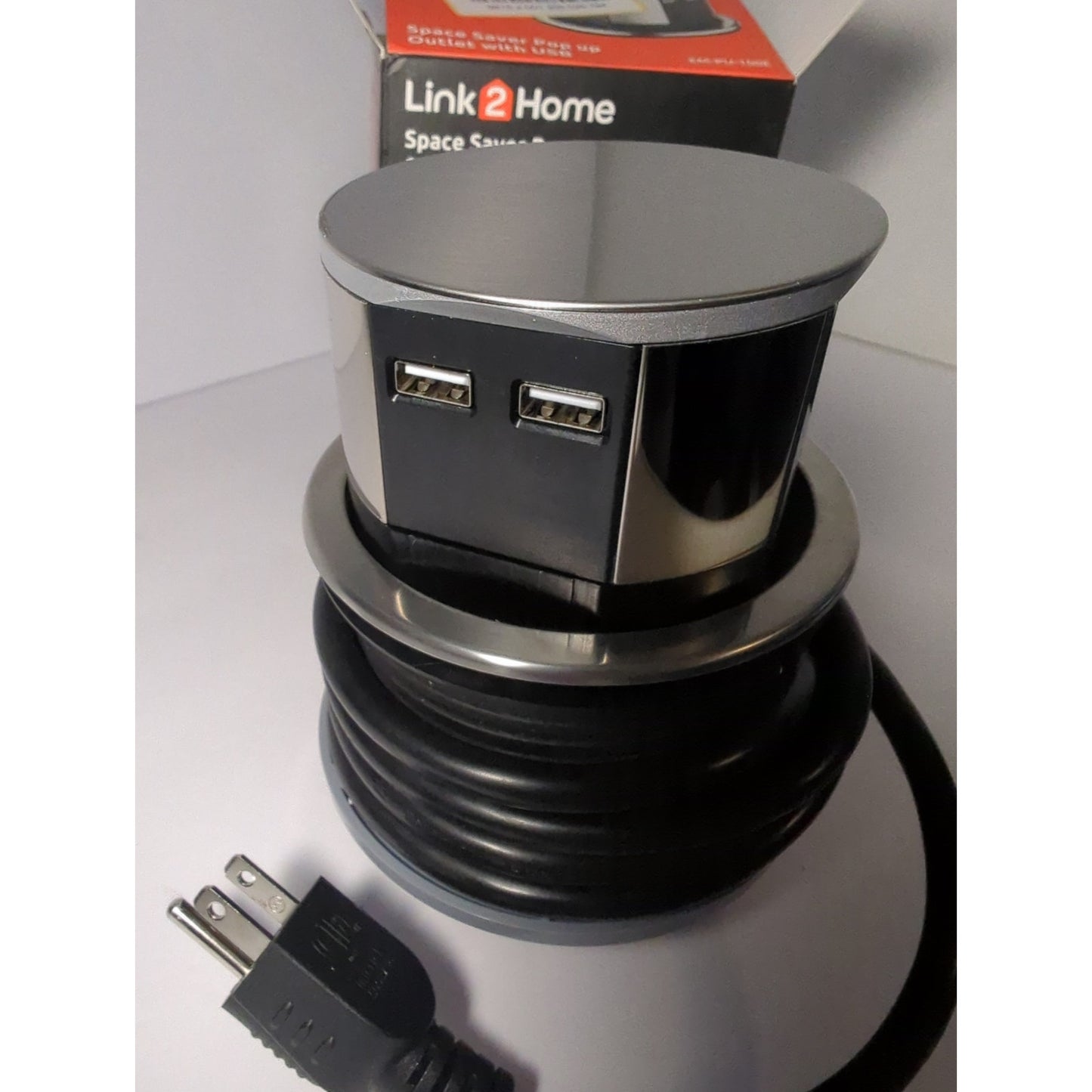Link2Home Space Saver Pop up Outlet with USB Charger