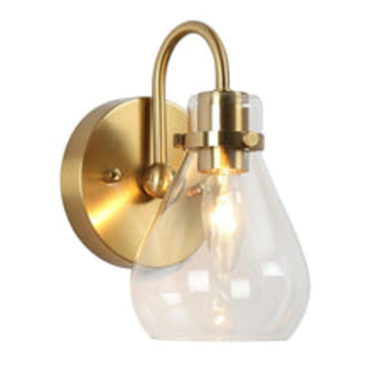 Brass Finished Down Turned Rustic Teardrop Clear Light Fixture