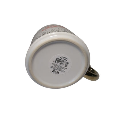 Barbie Mattel Zac Designs Ceramic White Mug With Gold Sparkles