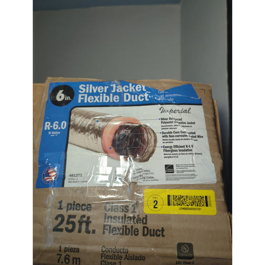 Silver Jacket Class 1 Insulated Flexible Duct 25ft R-Value 6''
