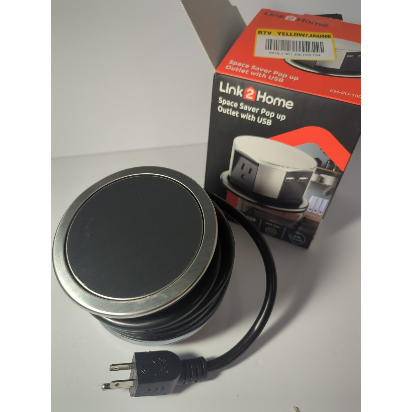 Link2Home Space Saver Pop up Outlet with USB Charger