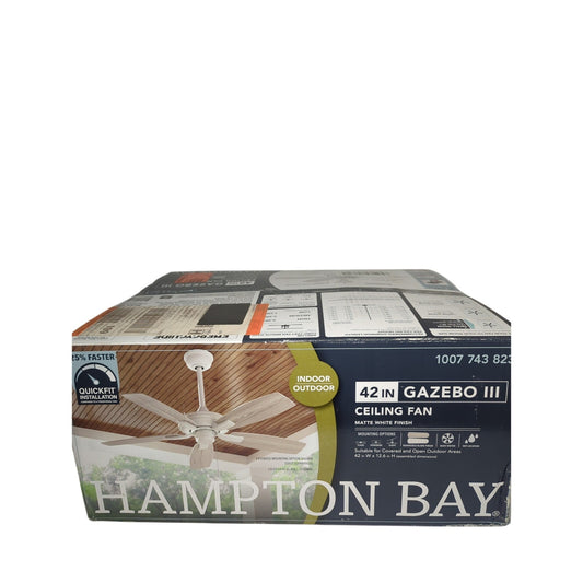 Hampton Bay 42in Ceiling Fan Matte White Gazebo III