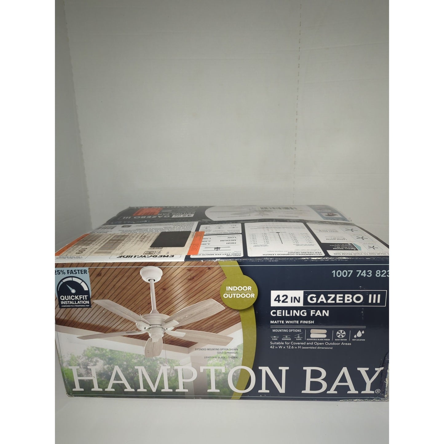 Hampton Bay 42in Ceiling Fan Matte White Gazebo III