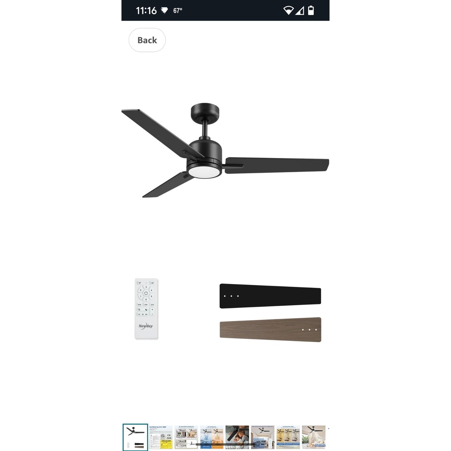 Hampton Bay 52 in Madison Indoor Ceiling Fan Matte Black Frosted Opal Glass Shade