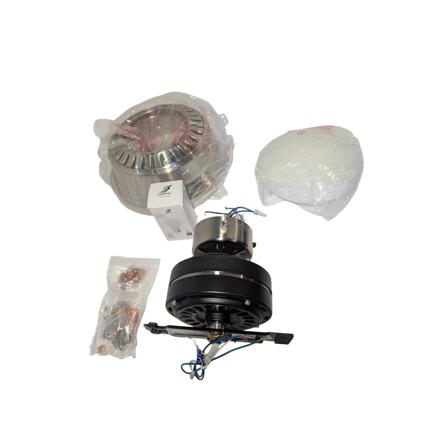 Hugger 52 in Indoor LED Ceiling Fan Brushed Nickel Frosted Opal