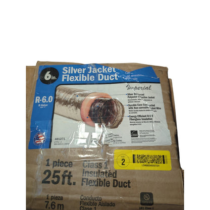 Silver Jacket Class 1 Insulated Flexible Duct 25ft R-Value 6''