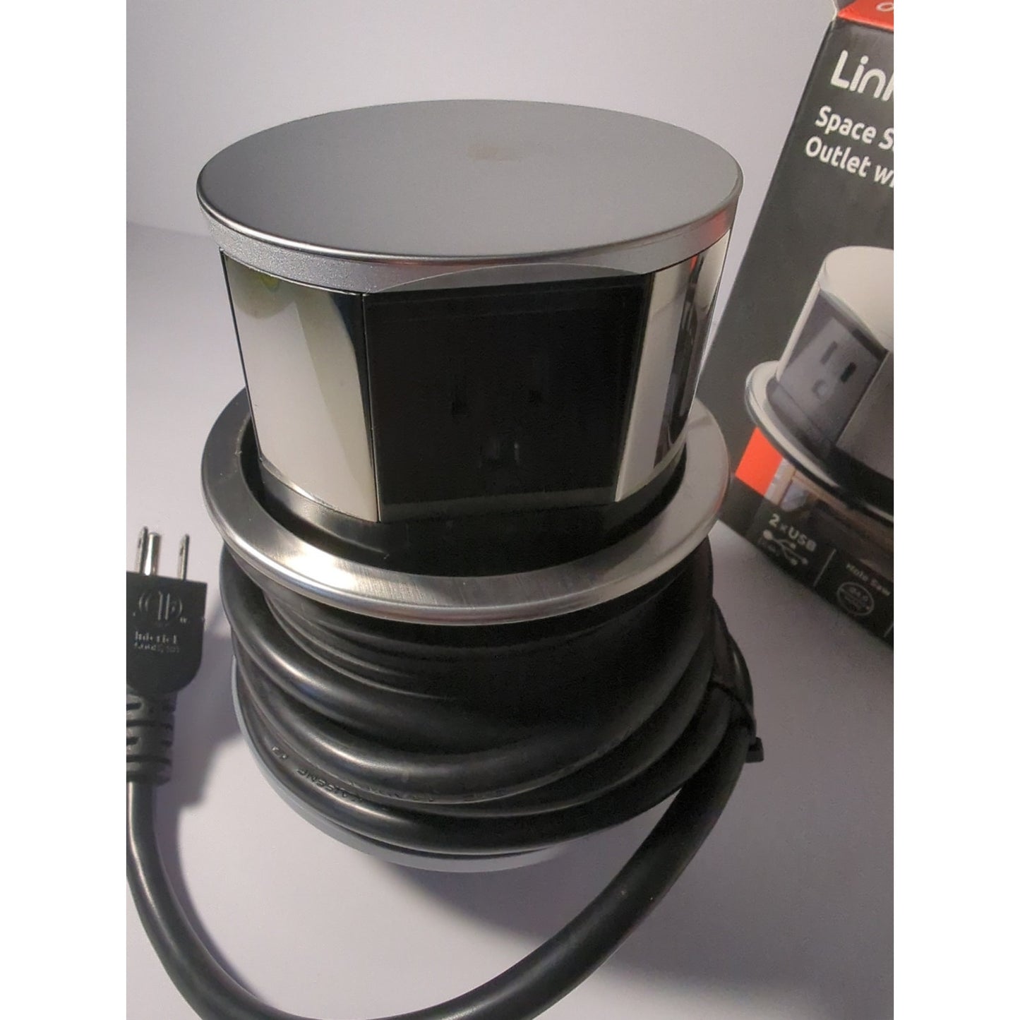 Link2Home Space Saver Pop up Outlet with USB Charger