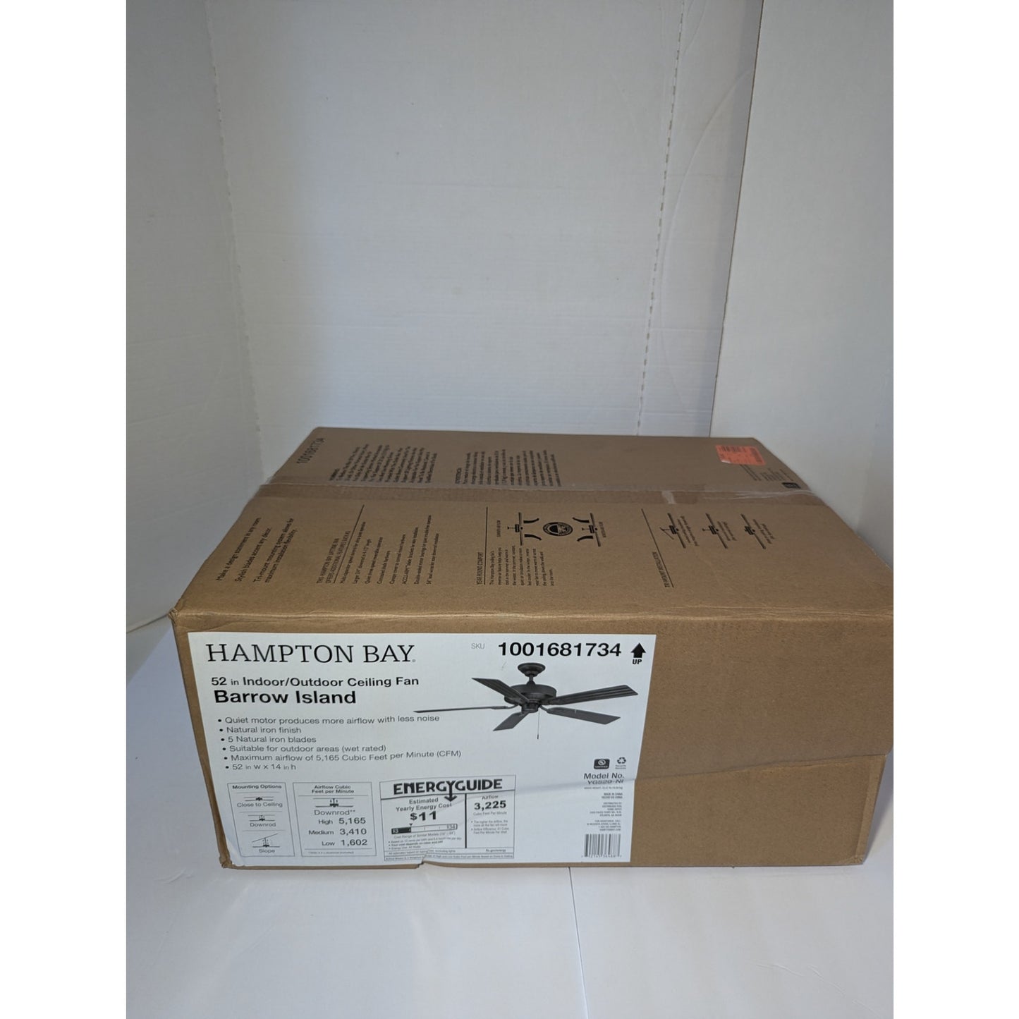 Hampton Bay 52 in Indoor Outdoor Ceiling Fan Barrow Island Black
